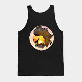 Africa Map, Sunset and animals Tank Top